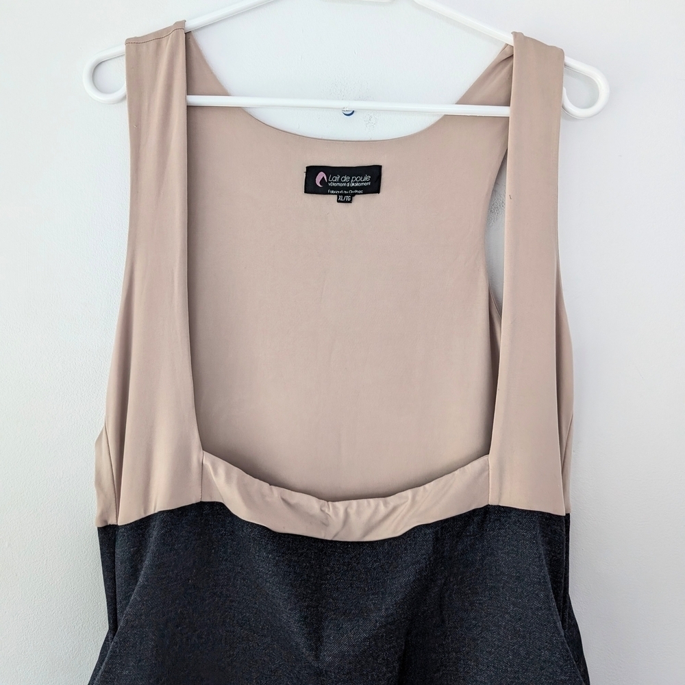Maternity / Nursing Dark Navy and Cream Bodycon Dress - Lait De Poule Size XL - Picture 4 of 9